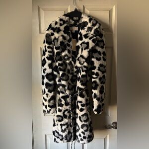Leopard Print Faux Fur Coat